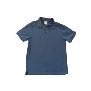 Men L GS General Standard Cotton Polo Blue Short Slv Shirt Collared